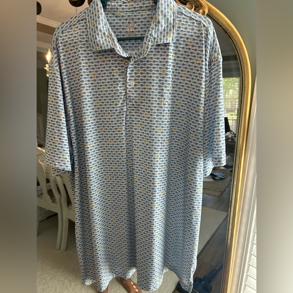 Rhoback Men’s Performance Polo Shirt – Seaplane Print Size XXL